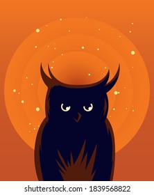 Halloween owl cartoon design, Holiday and scary theme Vector illustration