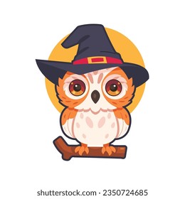 halloween owl cartoon illustration vector