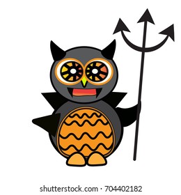 Halloween owl devil art vector face isolate on white background 