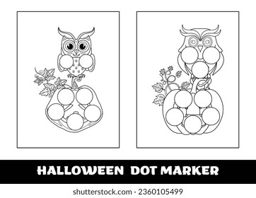 Halloween Punktmarkierungsseite für Kinder. Halloween Education dot Marker Spiel für Vorschulkinder.