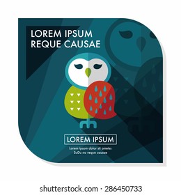 halloween owl flat icon with long shadow,eps10