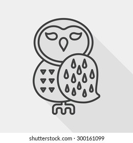 halloween owl flat icon with long shadow, line icon