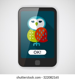 halloween owl flat icon with long shadow,eps10