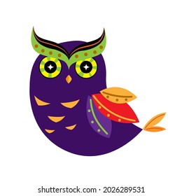 Halloween owl. Flat style vector illustration.