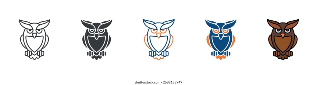 Halloween Owl Icon Set Multiple Style Collection