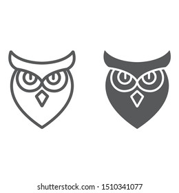 Halloween owl line and glyph icon, animal and wisdom, bird sign, vector graphics, a linear pattern on a white background, eps 10.