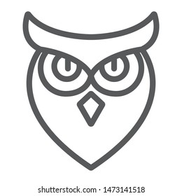 Halloween owl line icon, animal and wisdom, bird sign, vector graphics, a linear pattern on a white background, eps 10.