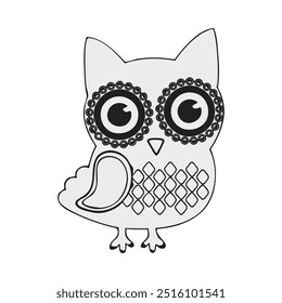 Halloween Owl. Halloween party decorations, haunted house decorations. Black Hand Drawn Spooky Halloween Doodle Design Elements. Haunted house decorations. Vector Illustration.