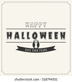 Halloween Owl Symbol and Typographic Vector Design