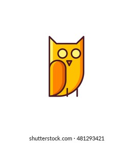 Halloween owl. Vector icon made in modern line style. Colorful illustration isolated on white background