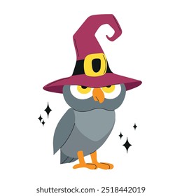 Halloween owl in witch hat icon clipart avatar logtotype isolated illustration