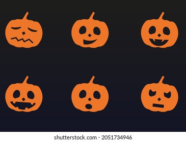 Halloween. Paquete de diferentes tipos de calabazas con diferentes estados de ánimo.