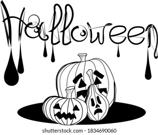 
paquete de halloween con gotas de calabaza y letras