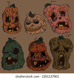 Halloween-Päckchen gruseliger Kürbisse kreative Illustration