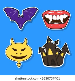 halloween pack, set of vector illustrations, horror holiday.