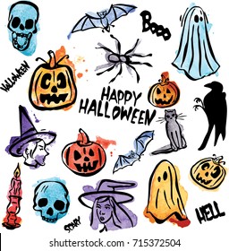 Halloween package of watercolor style vectors number 3