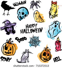 Halloween package of watercolor style vectors number 1