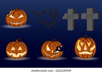 Vector de murciélago cruzado de pampkin de Halloween