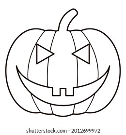 Halloween pampkin logo. Linear punpkin icon on white background. Black vector pumpkin illustration. Simple illlustration of halloween pumpkin.