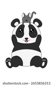 Halloween Panda Illustration. Cute Cartoon Panda Illustration With Halloween Theme. Suitable for children's books, stickers, mascots, logos. Vector children's illustration on a white background