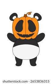 Halloween Panda Illustration. Cute Cartoon Panda Illustration With Halloween Theme. Suitable for children's books, stickers, mascots, logos. Vector children's illustration on a white background