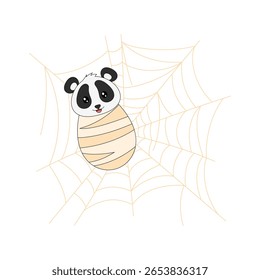 Halloween Panda Illustration. Cute Cartoon Panda Illustration With Halloween Theme. Suitable for children's books, stickers, mascots, logos. Vector children's illustration on a white background