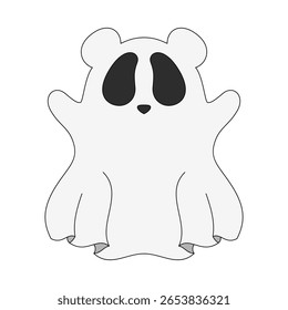 Halloween Panda Illustration. Cute Cartoon Panda Illustration With Halloween Theme. Suitable for children's books, stickers, mascots, logos. Vector children's illustration on a white background