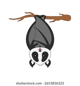 Halloween Panda Illustration. Cute Cartoon Panda Illustration With Halloween Theme. Suitable for children's books, stickers, mascots, logos. Vector children's illustration on a white background