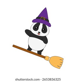 Halloween Panda Illustration. Cute Cartoon Panda Illustration With Halloween Theme. Suitable for children's books, stickers, mascots, logos. Vector children's illustration on a white background