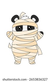 Halloween Panda Illustration. Cute Cartoon Panda Illustration With Halloween Theme. Suitable for children's books, stickers, mascots, logos. Vector children's illustration on a white background