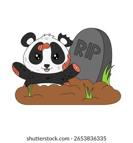 Halloween Panda Illustration. Cute Cartoon Panda Illustration With Halloween Theme. Suitable for children's books, stickers, mascots, logos. Vector children's illustration on a white background