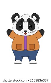 Halloween Panda Illustration. Cute Cartoon Panda Illustration With Halloween Theme. Suitable for children's books, stickers, mascots, logos. Vector children's illustration on a white background