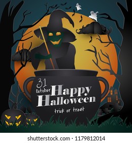 halloween paper art greeting card