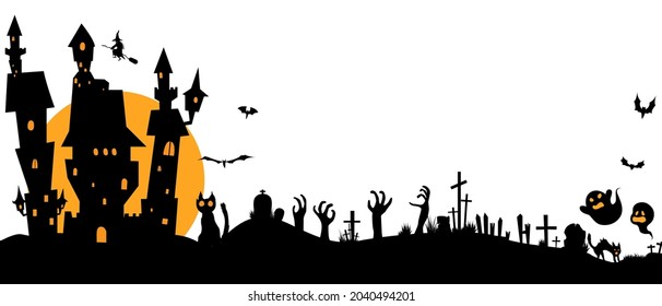 Halloween Paper art Party poster. Set pumpkins of Collection Scary and funny Carnival Background concept design