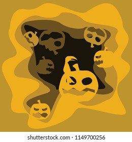halloween paper cut background vector illustration 