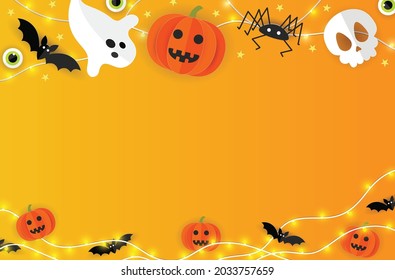 Halloween paper cut Background Vector Illustration. Halloween Paper cut Design. Halloween sale banner.