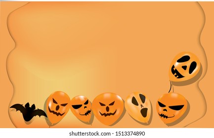 halloween paper cut ballooon poster template vector design