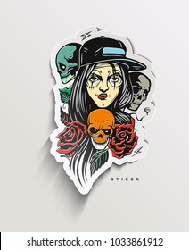 Halloween Paper Cut Tags, Labels , peel off sticker vector illustration.