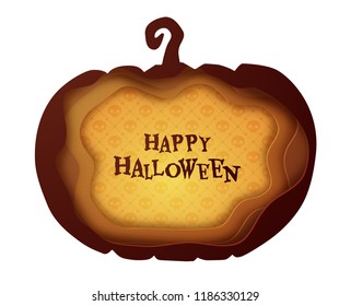 Halloween paper cutout greeting card. Trendy origami style. Vector EPS10.