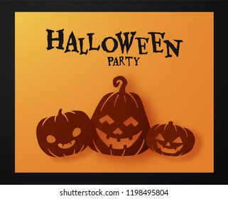 Halloween paper cutout greeting card. Trendy origami style. Vector EPS10.