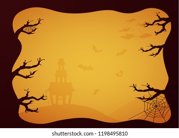 Halloween paper cutout greeting card or invitation to holdiay party. Trendy origami style. Vector EPS10.