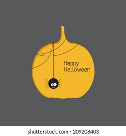 Halloween paper cutout pumpkin with cute vampire spider inside
