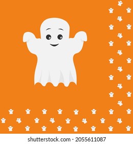 Halloween paper napkins featuring a good ghost on an orange background. Vector illustration