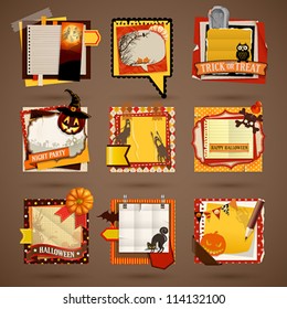 Halloween Paper notes. Scrapbooking elements.