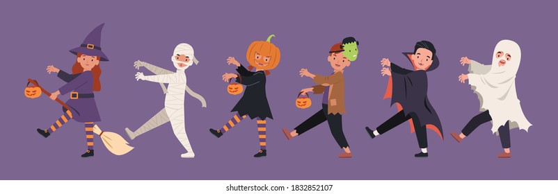 Halloween Parade Children Monster Costume Walking Stock ...