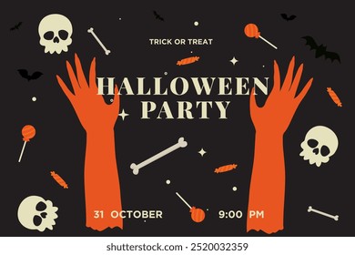 Halloween Party. Background Abstract Designe for Halloween. Patterns for Advertising, Web, Social Media, Poster, Banner, Cover. Vector Illustration