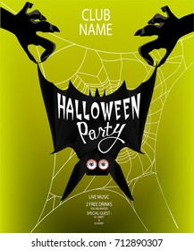 Halloween party background with bat. Vector illustration
