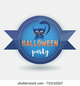 Halloween party background with black cat