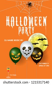 Halloween party background with Halloween Ghost Balloons.