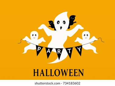 Halloween party background with ghosts.
